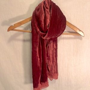 Red Silk Velvet Danier Scarf